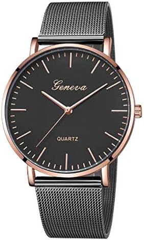 Posh Latitude Watches for Women, Rose Gold Stainless Steel Case Classic Ladies Watch with White Dial Analogue Display and Genuine Leather Strap