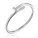 L&H Jewelry - Stainless Steel Nail Love Bangle Bracelet Box Included (Men's Silver)
