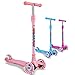 OUTON Kick Scooter for Kids 3 Wheel Lean to Steer Adjustable Height PU ABEC-7 Flasing Wheels Purple