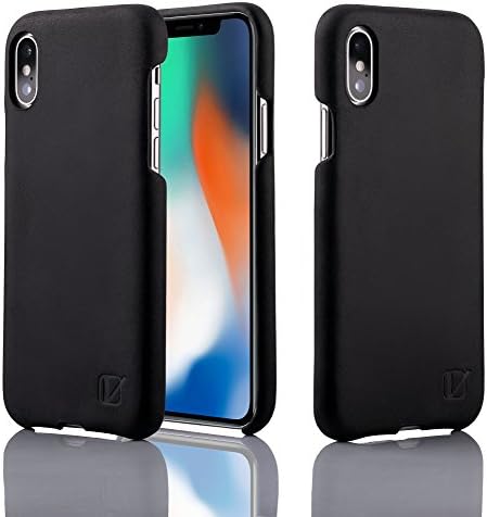 Vicent iPhone X Leather Case - Luxury design - Made from Premium Genuine Leather - Best Defender for your Apple iPhone 10 - Soft touch Case back cover - Handmade Cases (Black)