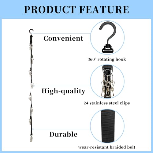 Photo 1 of ELEZOO Hanging Hat Rack, Baseball Cap Storage Organizer, Beanie Holder, Ball Cap Hanger, with 24 Clips, Especially for Closet (2 Pack)