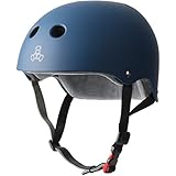 Triple Eight THE Certified Sweatsaver Helmet for Skateboarding, BMX, and Roller Skating, Navy Rubber, Small / Medium