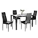Bonnlo 5 Pieces Dining Set Black Dining Table and Chairs Set for 4 Persons,Kitchen Room Glass Table with 4 Chairs,Matte Black