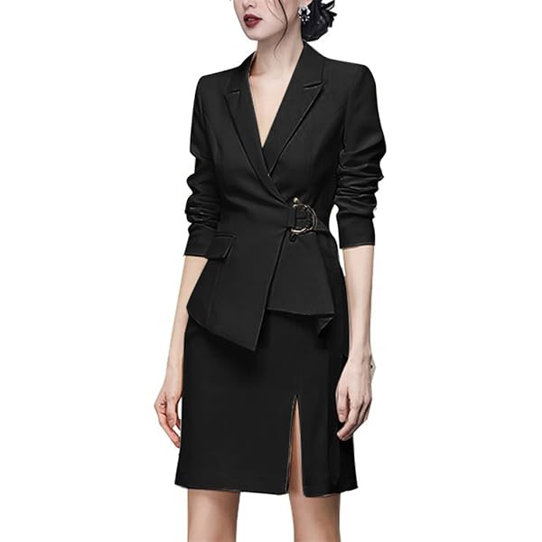 Allegra K Zakelijke kostuumset voor dames, 2-delige outfit, effen, V