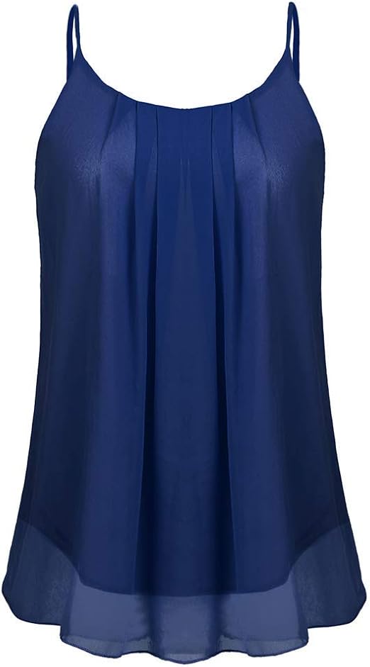 Amazon.com: Sherosa Women's Spaghetti Strap Cami Tank Top Chiffon Sexy Swing Shirts Navy Blue 