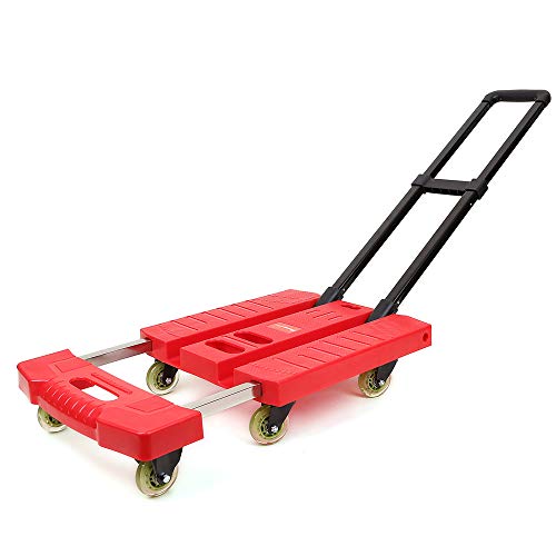 Paulele パウレレ キャリーカート台車 折りたたみ式 カート軽量 静音 車輪 360度回転でき 防災グッズ 防災用品 避難 耐荷重 250kg レッド