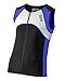 SLS3 Triathlon Men`s FX Tri Top 3 Pockets Full Zipper Jersey - Singlet -Tank (Black/Blue, XL)