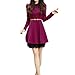 VOBAGA Women's Korean Breasted Slim Lace Dress Coat With Belt­