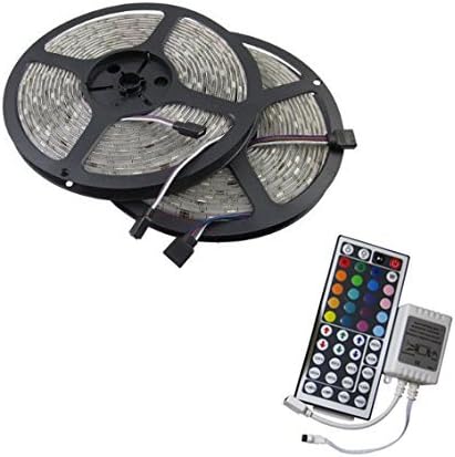 LEDlights 32.8 Ft Waterproof Color Changing SMD 5050 600LEDs Flexible RGB LED Lighting Strip + 44 Key Remote Controller