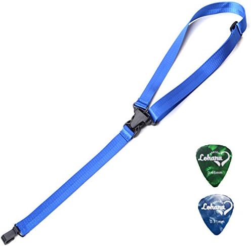 Clip On Ukulele Strap Blue Color Adjustable In Various Length From Lohanu Requires No Drilling Tapes Glues High Quality Nylon Straps Easy To Use Fits Any Uke Sizes Helps You Play Better &amp; Easier