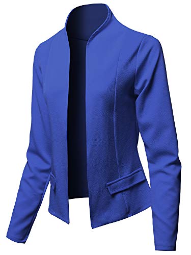 Women's Solid Floral Lightweight Open Front Shrug Blazer Jacket - Made in USA