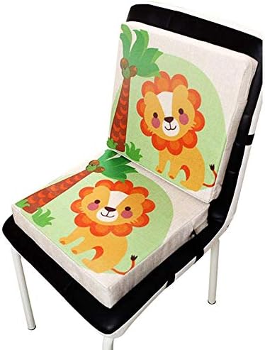 Puzzlos Children Heightening Dining Chair Baby Cute Animal Print Cushion Dismountable Adjustable Linen Pad Boys Girls Booster Seat Detachable Cover (D)