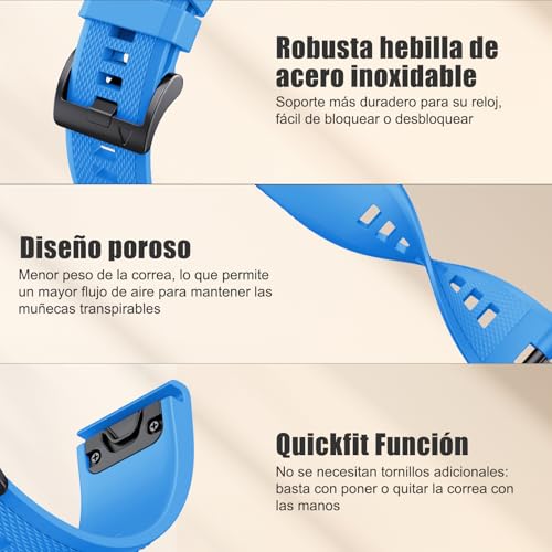 NotoCity Garmin Fenix 5/6/6 pro/7, 22mm Silicone Strap for Garmin Fenix 5 Plus/8 47mm/7 Pro, Instinct/2, Forerunner 935/945, Epix 2, Descent G1, Approach S60, Quatix 5(4 Pack)