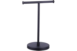 kimzcn Matte Black Modern Hand Towel Stand for Bathroom, Kitchen or Vanity, Free Standing Countertop Rack
