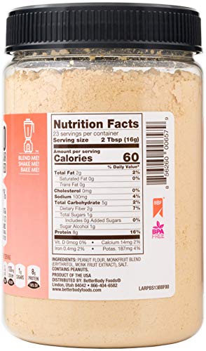 BetterBody Foods PBfit Sugar-Free, Made with Erythritol and Monk Fruit, All-Natural Peanut Butter Powder 368g (13 Ounces… - Image 8
