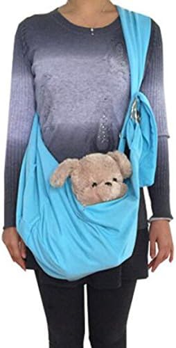 LPET Small Dog Cat Sling Carrier Bag Pet Shoulder Bag Travel Tote Puppy Kitty Rabbit Double-Sided Pouch (Blue)