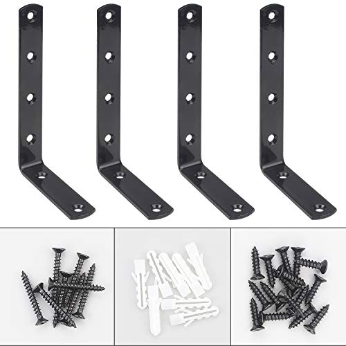Favordrory 4 PCS 90 Degree Angle L Shaped Shelf Bracket, Corner Brace