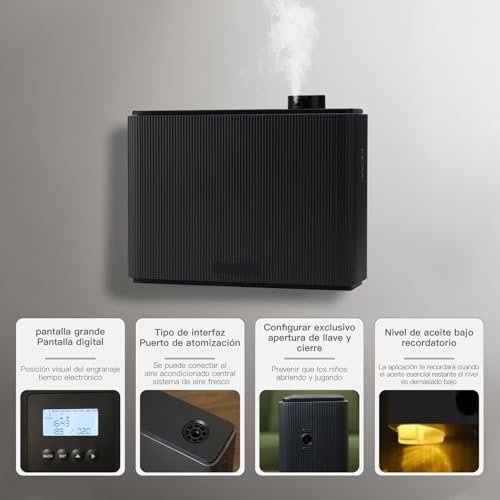 NAMSTE Grande Difusor de Aceites Esenciales Profesional 1000ml, Inteligente Difusor de Aceite Esencial sin Agua 12000 Pies, Difusor de Aceites Esenciales WiFi & Bluetooth & HVAC para Centro Comercial
