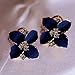 Demarkt 1PCS Fashion Elegant Cute Lady Girls Blue Flower Crystal Ear Stud Earrings