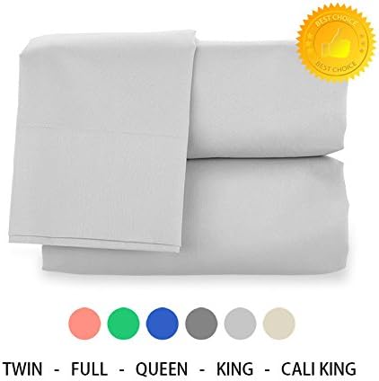 H Bedding Bed Sheet Set, 4pcs Solid Color Brushed Microfiber 1800 Bedding - Wrinkle, Fade, Stain Resistant, Hypoallergenic Sheets, Pillow Case Set - Queen Sheets Set, Light Grey