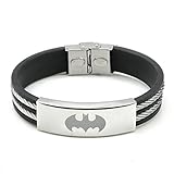 Hydia Steel Jewelry Black Batman Stainless Steel Cable Wire Mens Bracelet
