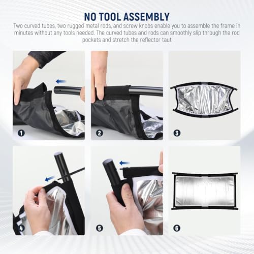 Neewer U Type Light Diffuser Reflector for Studio and Photography Situation with Carrying Case, Arclight Curved Reflector 30"x18"/75x40cm in Black/White/Gold/Silver (Light Stand Not Included), RF-04