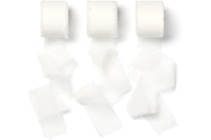AOKSUNOVA White Ribbon 1" x 7Yd Chiffon Ribbon Craft Fabric Ribbon for Gift Wrapping Floral Bouquets Wedding Decoration Wrapp