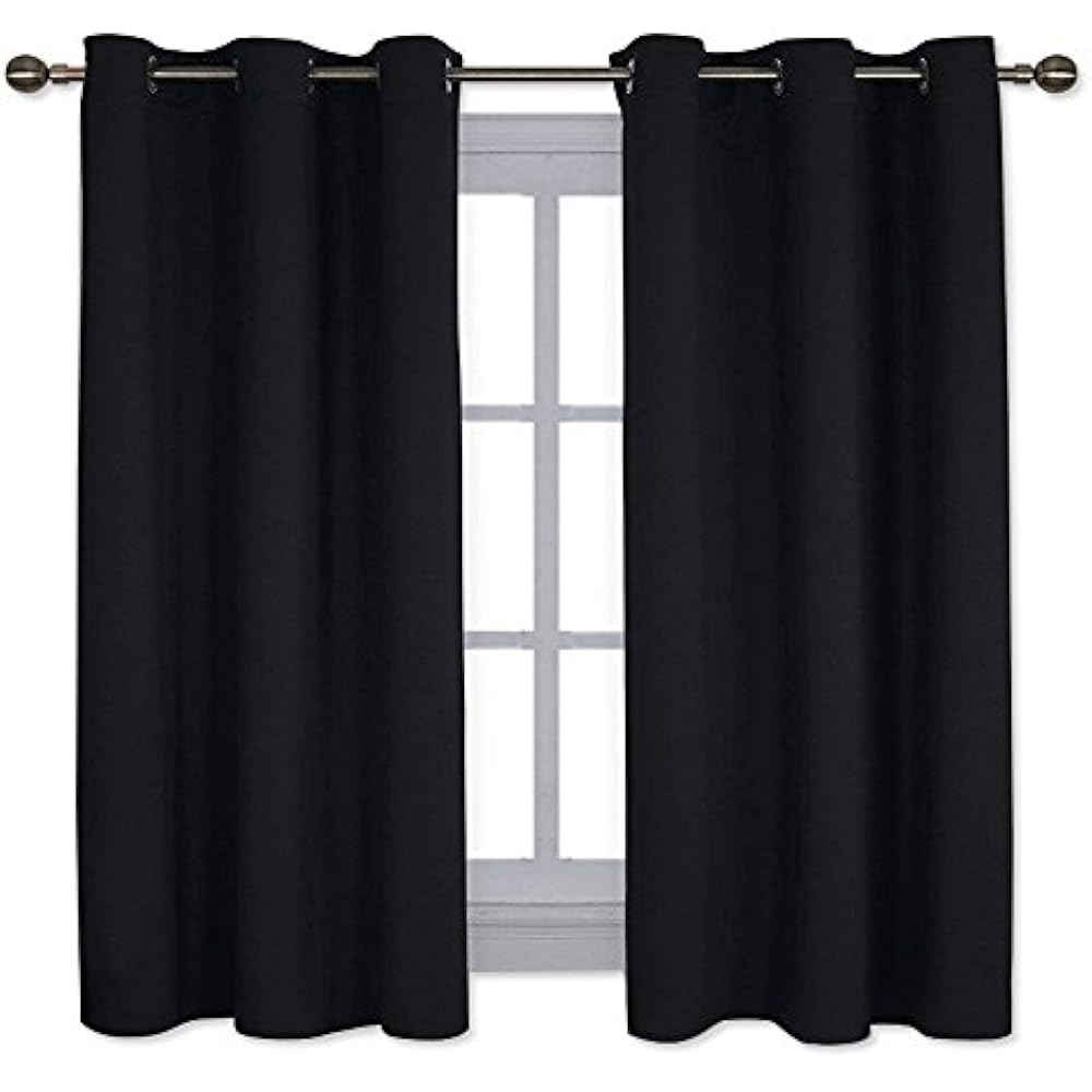 Pitch Black Solid Thermal Insulated Grommet Blackout Curtains/Drapes