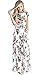 VOKY Women's Short Sleeve Printing Dress Round Neck Boho Plus Size Long Maxi Dress for Beach Party