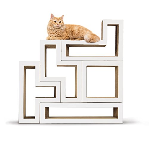 KATRIS Bundle of 5 Blocks | Modular | Multi-Functional | Cat Tree Condo Furniture System Pre-Attached White Mono Covers