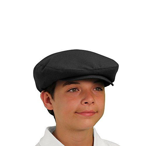 Flat Newsboy Traditional Golf Cap: 'Par 3' - Mens - Solid - Black - Microfiber