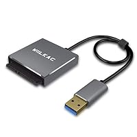 Wiilkac USB 3.0 to 2.5" SATA III Hard Drive Adapter Cable w/UASP, Hard Drive Adapter Disk Cable for 2.5 Inch SSD & HDD with Extra USB Power Cable
