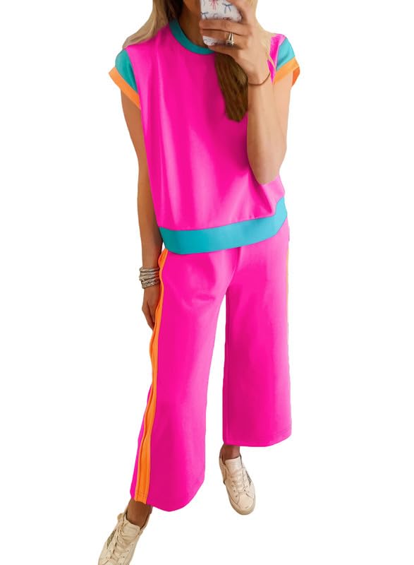 SHEWIN Women's 2 Piece Outfits Sweatsuit Casual Long Sleeve Pullover Tops A