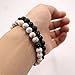 UEUC Distance Couple Bracelet His and Hers Black Matte Agate & White Stone 8mm Beads Bracelet