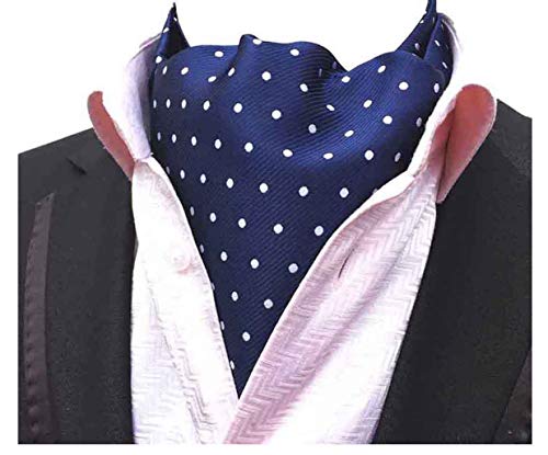 MOHSLEE 4 PCS Men's Polka Dots Ascot Cravat Ties Scarf Necktie Pocket Square Set - Thumbnail 6
