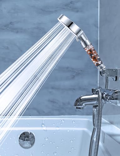 Magichome Shower Head with Filter, 5 Jet Types, High Pressure Hand Shower Filter | Duschkopf Wassersparend mit 3 Schichten Filtration Mineralstein, Duschkopf Filter für hartes Wasser, Entfernt Chlor & Kalk
