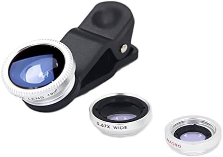 NELPLA Universal 3 in 1 Mobile Camera Lens kit, 180 Degree Fish Eye Lens+0.65X Wide Angle+10X Macro Lens, fit for iPhone 6s/6s Plus/6/SE/5/5s/iPad, Samsung Galaxy S6/S5 Other Smartphones (Silver)