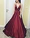 Yangprom Long Spaghetti Straps Ball Gown Satin Prom Dresses with Pockets