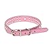 Urparcel 2 Rows Rhinestone Bling Heart Studded Leather Dog Collar For Small Or Medium Pet Collar (Pink, Small)