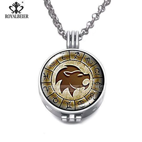 Vintage constellation & zodiac theme locket pendant…