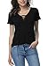 Women/Girls Sexy Deep V Neck Lace Up Short Sleeve Top Black Small