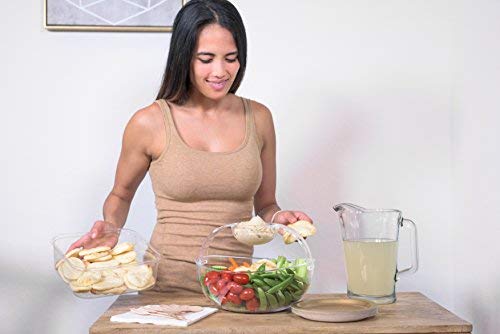 Adorn Crystal Clear Plastic Chips n' Dips Bowl | Salad Bowl | Fruit Bowl | Vegetable Bowl | Removable Arch Dip Cup - Thumbnail 5