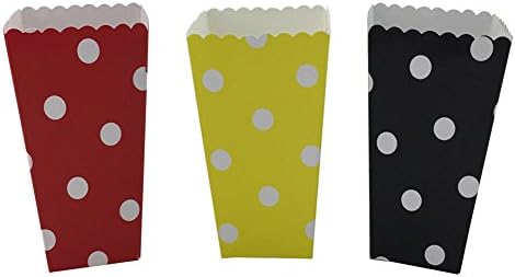 YouMeBest Paper Popcorn Boxes Polka Dot Red Black Yellow 36PCS