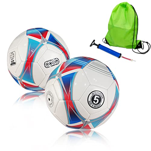 UUBEMM Sports Soccer Balls Set with Pump and Gift Carry Bag for  Beginners,Children,Youth Teen,Adults,Size 5,4,or 3,Training Practice Ball  for Indoor