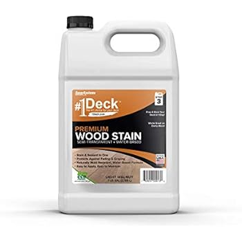 #1 Deck Premium Semi-Transparent Wood Stain for Decks, Fences, Siding - 1 Gallon (Light Walnut)