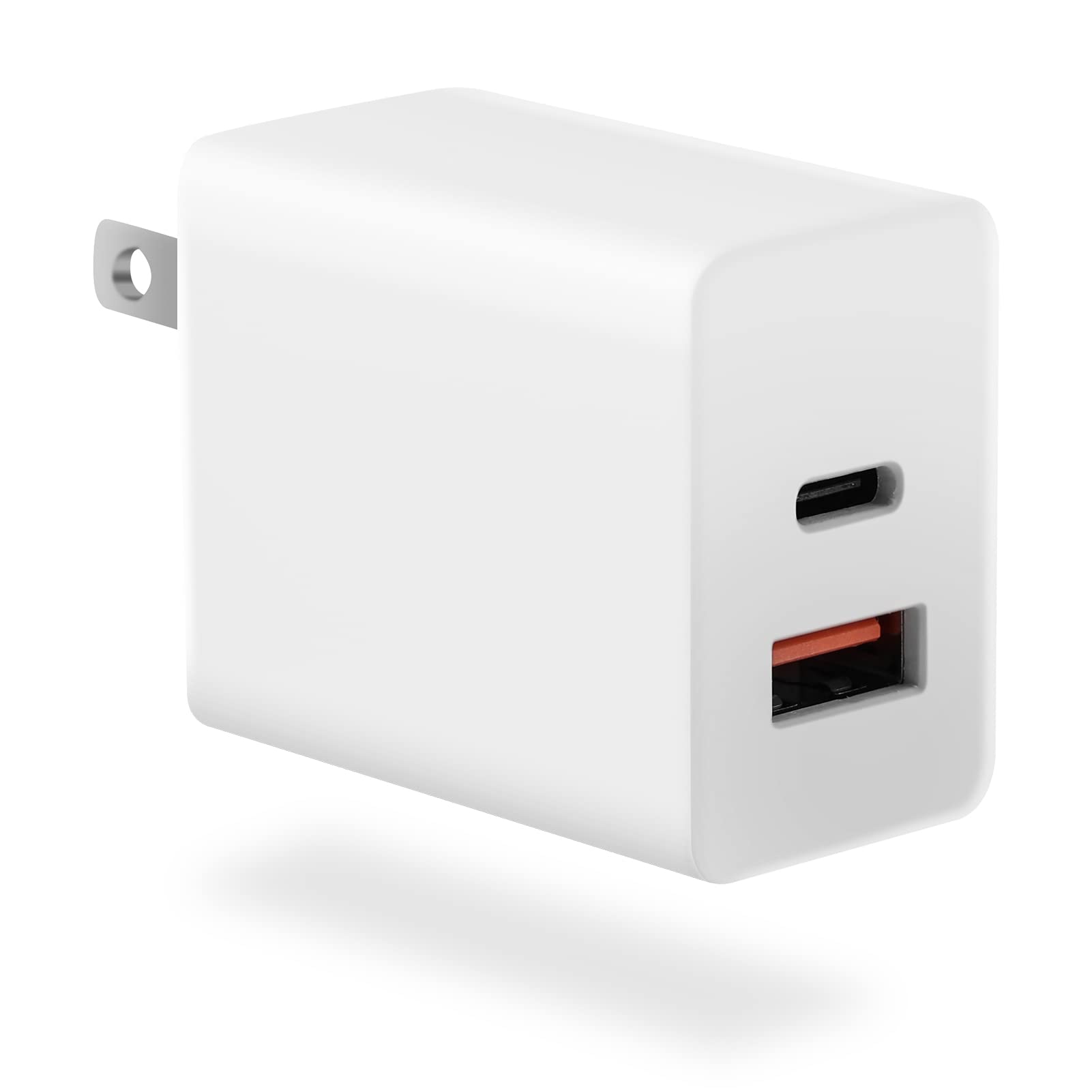 Hrbzo 20W USB-C Wall Charger Block, USB-C and USB-ADual-Port Fast Charging，for 17 16 15 Plus/Pro Max,iPad, MacBook, Galaxy S25 S24 S23, Switch ... White
