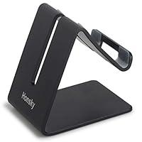 Honsky New Version Solid Aluminum Cell Phone Tablet Desk Charging Stand, Universal Display Desktop Holder Cradle, Compatible with iPhone iPad Mini Android Home Office Travel Kitchen, Black