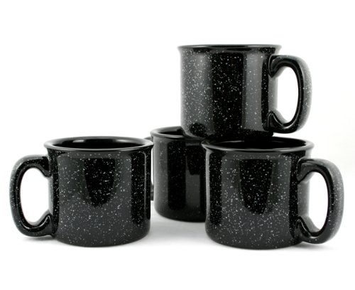 Marble Creek Ceramic Campfire Mug, 15oz - Set of 4 (Black)