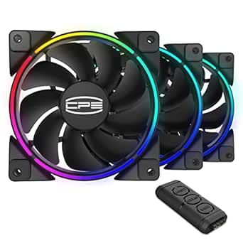CP3 RGB Fans 120mm 3 Pack Addressable PC Case Fans Dual Lighting Loop Quiet Computer Fan Compatible with Aura Sync, PWM PC Fan for Computer Case &amp; Liquid Radiator Fan Adjustable Speed: 1000-1800RPM