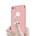 Qissy Case Compatible with iPhone 7 Case Ultra-Thin Hard Matte Shockproof 3 in 1 Ring Holder Kickstand PC Electroplate Cover Anti-Scratch for iPhone 7 4.7 inch (Rose Gold)